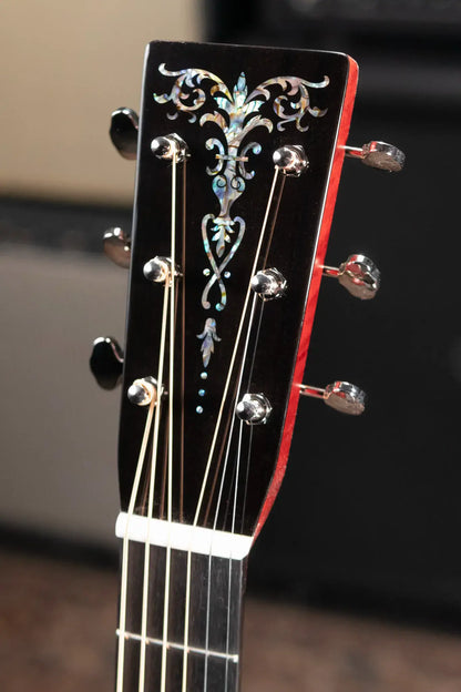 Martin Custom Shop Style 45 OM-14F Acoustic Guitar - Quilted Maple Charcoal Cherry Burst with Hardshell Case