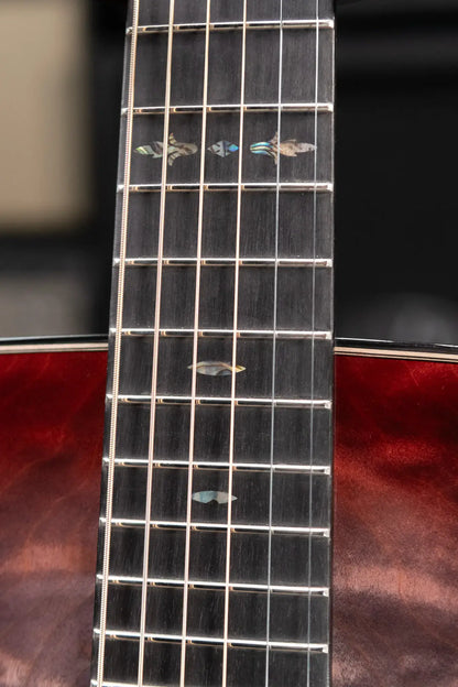 Martin Custom Shop Style 45 OM-14F Acoustic Guitar - Quilted Maple Charcoal Cherry Burst with Hardshell Case