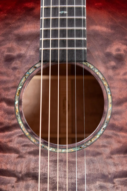 Martin Custom Shop Style 45 OM-14F Acoustic Guitar - Quilted Maple Charcoal Cherry Burst with Hardshell Case