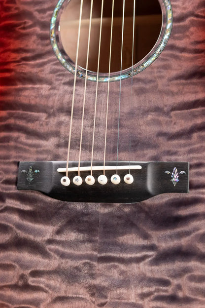 Martin Custom Shop Style 45 OM-14F Acoustic Guitar - Quilted Maple Charcoal Cherry Burst with Hardshell Case