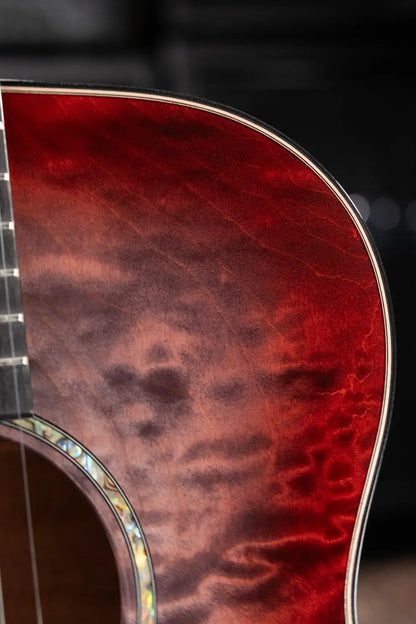 Martin Custom Shop Style 45 OM-14F Acoustic Guitar - Quilted Maple Charcoal Cherry Burst with Hardshell Case