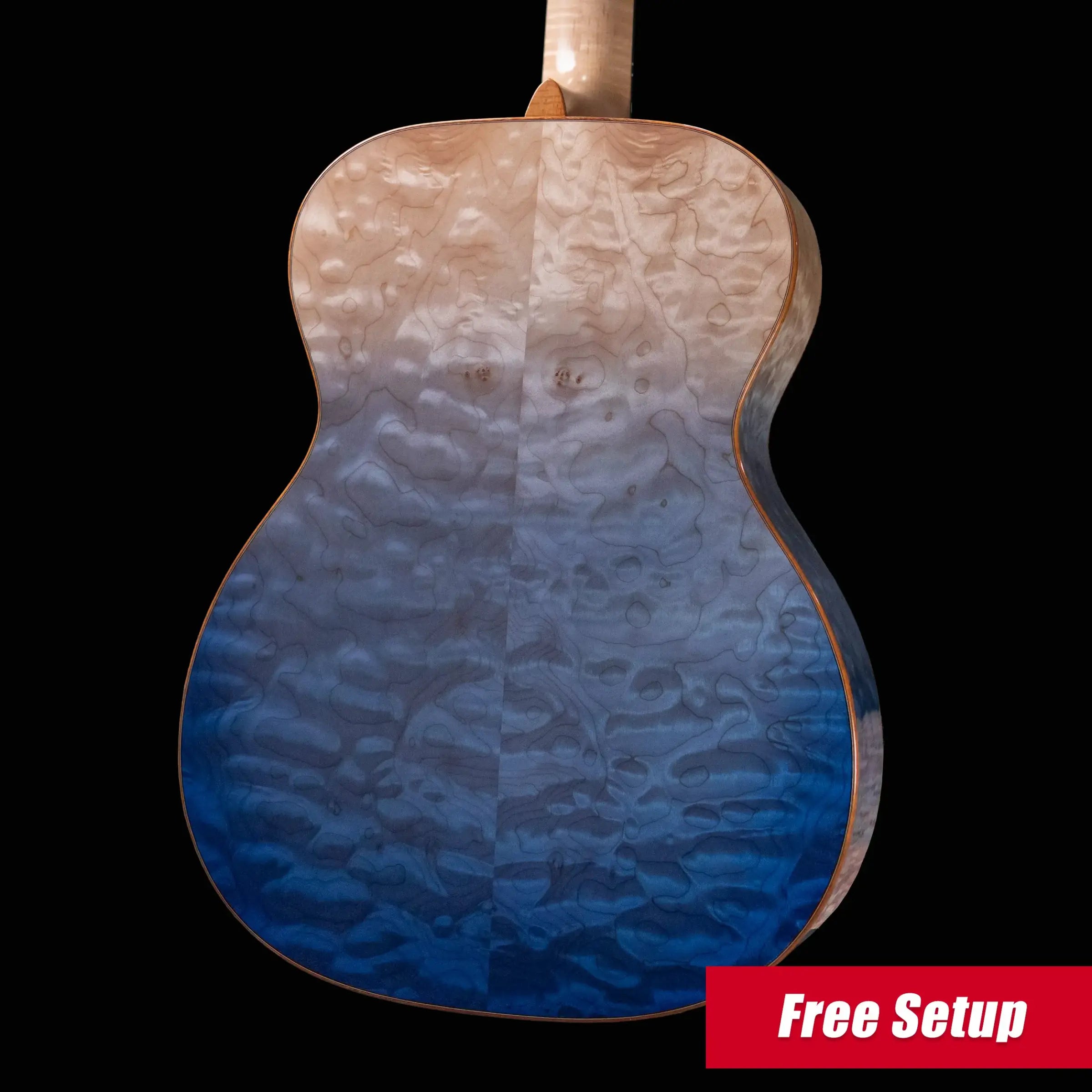 Martin Custom Shop Style 45 OM-14F Acoustic Guitar - Quilted Maple,  Blue Ocean Fade Burst with Hardshell Case