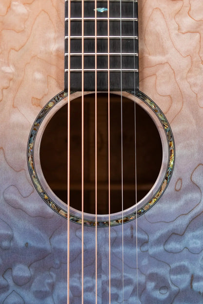 Martin Custom Shop Style 45 OM-14F Acoustic Guitar - Quilted Maple,  Blue Ocean Fade Burst with Hardshell Case