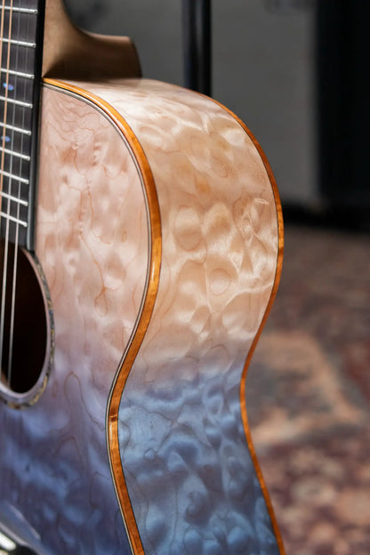 Martin Custom Shop Style 45 OM-14F Acoustic Guitar - Quilted Maple,  Blue Ocean Fade Burst with Hardshell Case