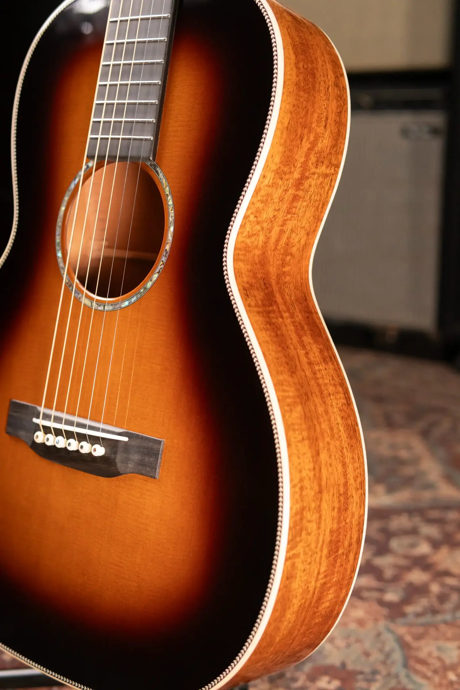 Martin Custom Shop Style 28 00-12F Acoustic Guitar - Flamed Mahogany/Western Red Cedar, 1935 Sunburst with Hardshell Case