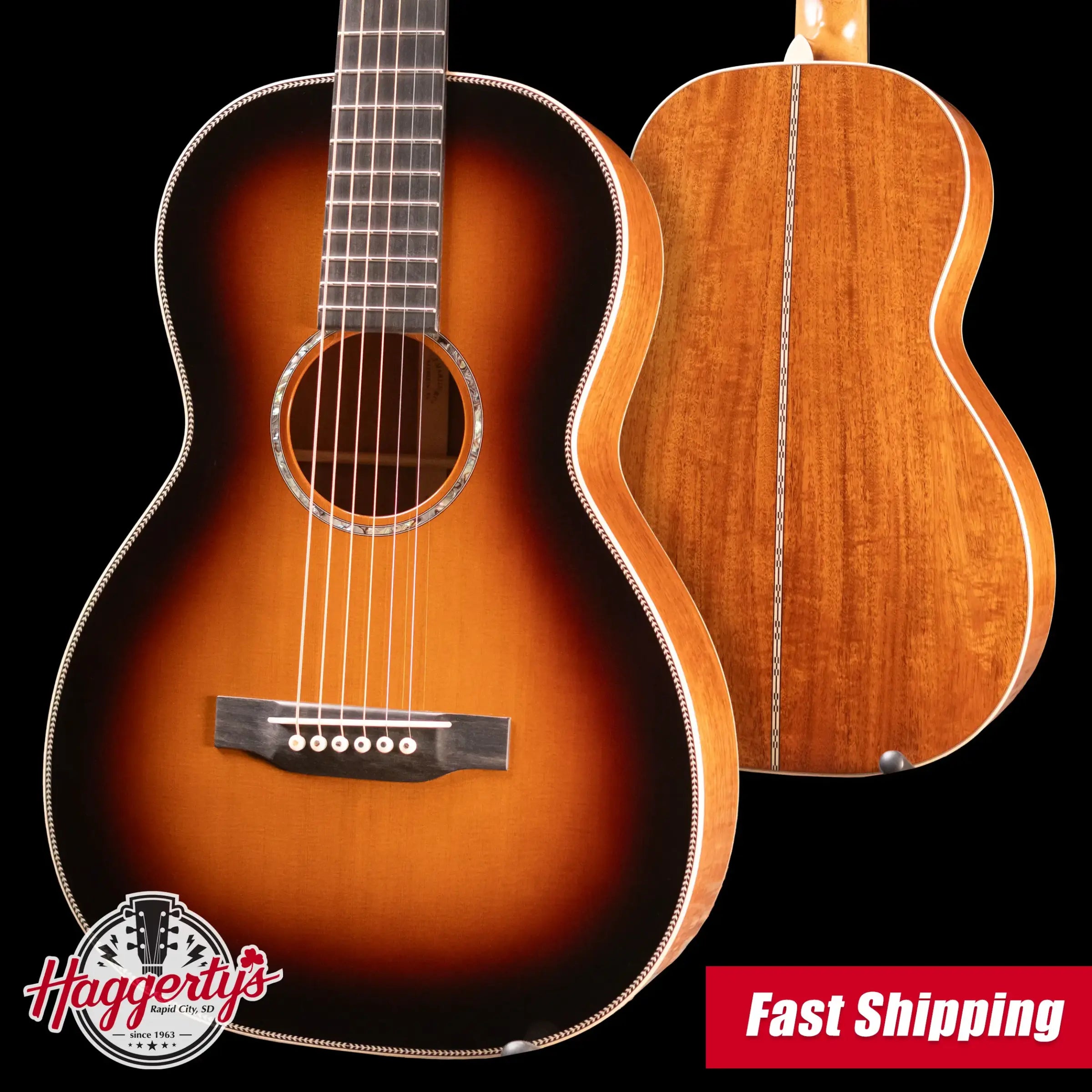 Martin Custom Shop 0 12-Fret Flamed Mahogany Acoustic Guitar - 1935 Sunburst with Hardshell Case