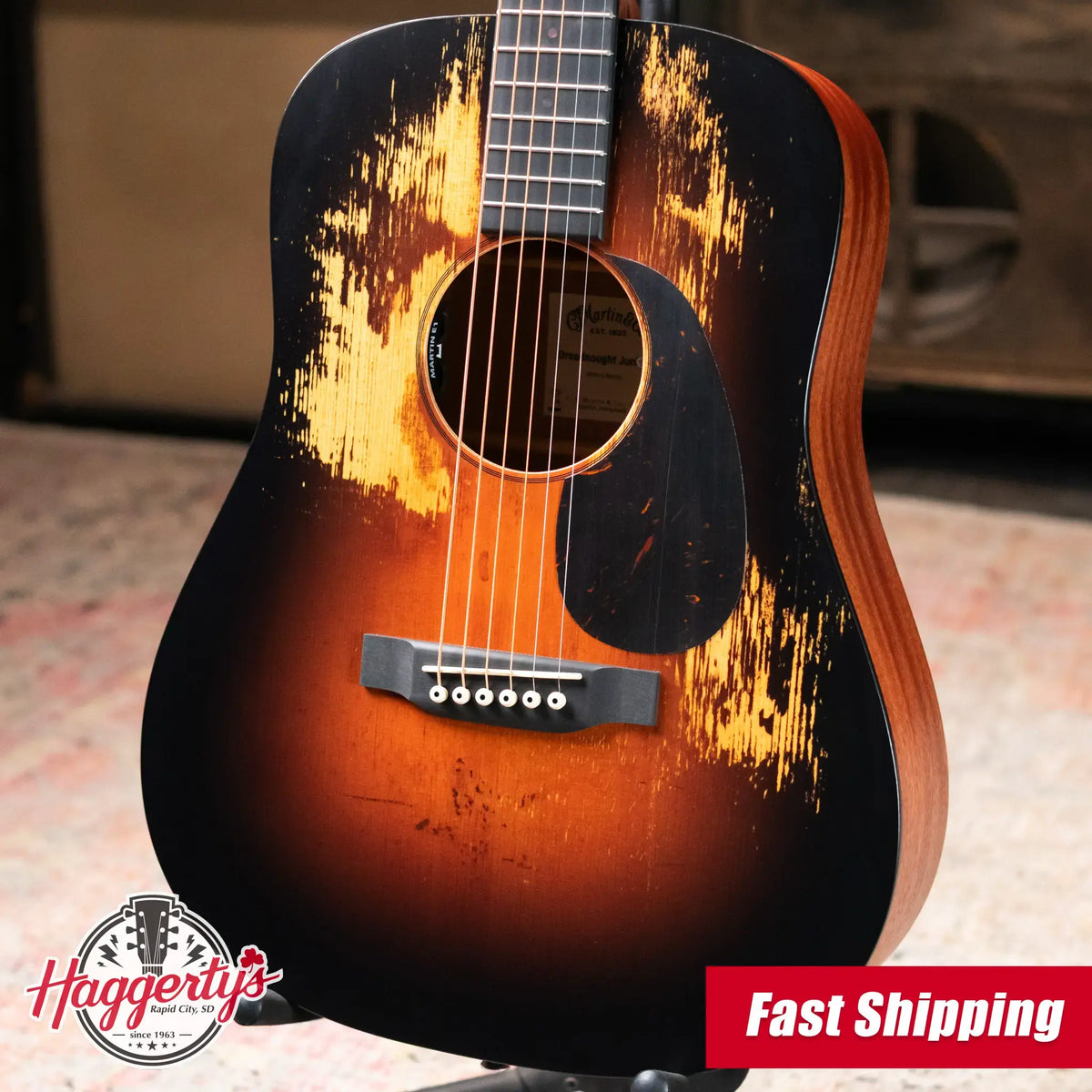 Martin D Jr-E StreetLegend Acoustic/Electric Guitar - Burst with Gig Bag - Demo