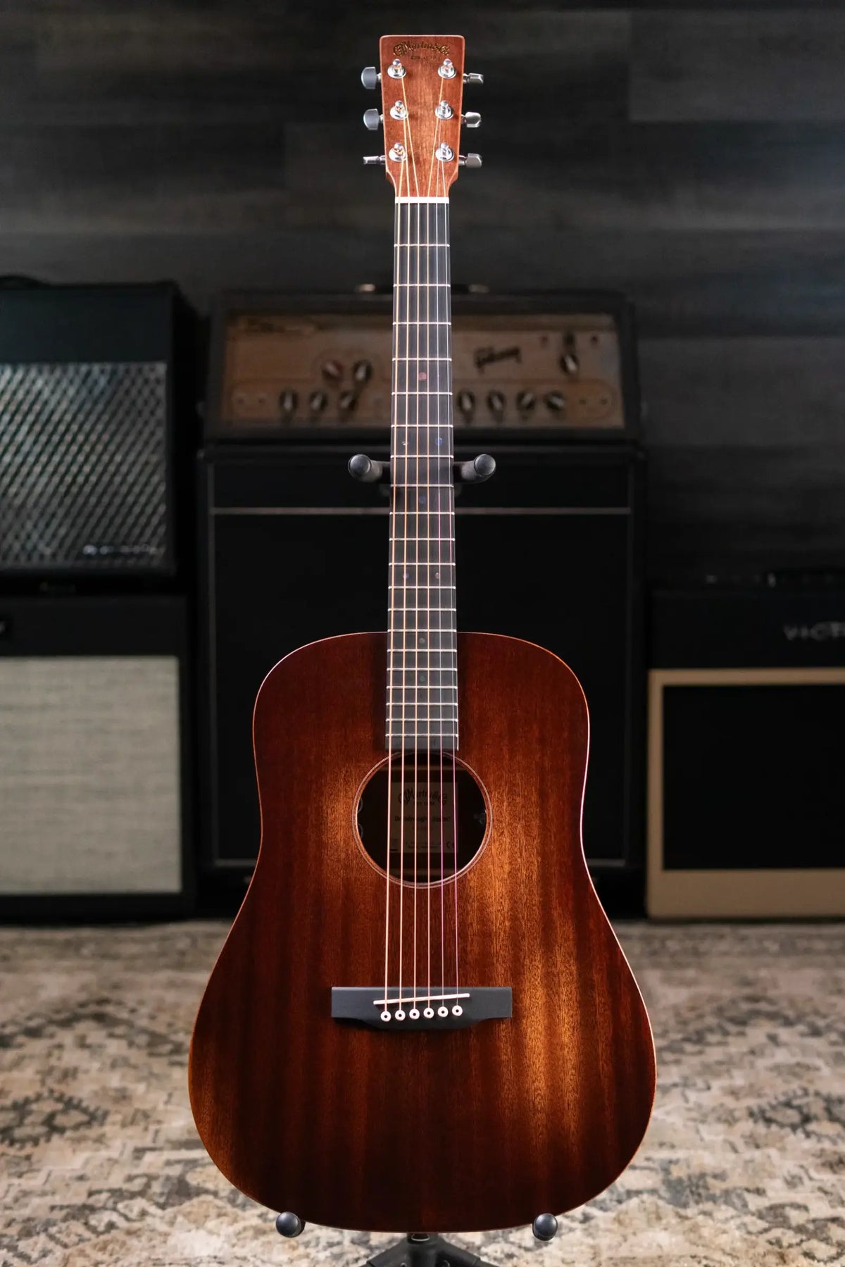 Martin D Jr-E StreetMaster Acoustic/Electric Guitar - Dark Distressed Mahogany with Gig Bag