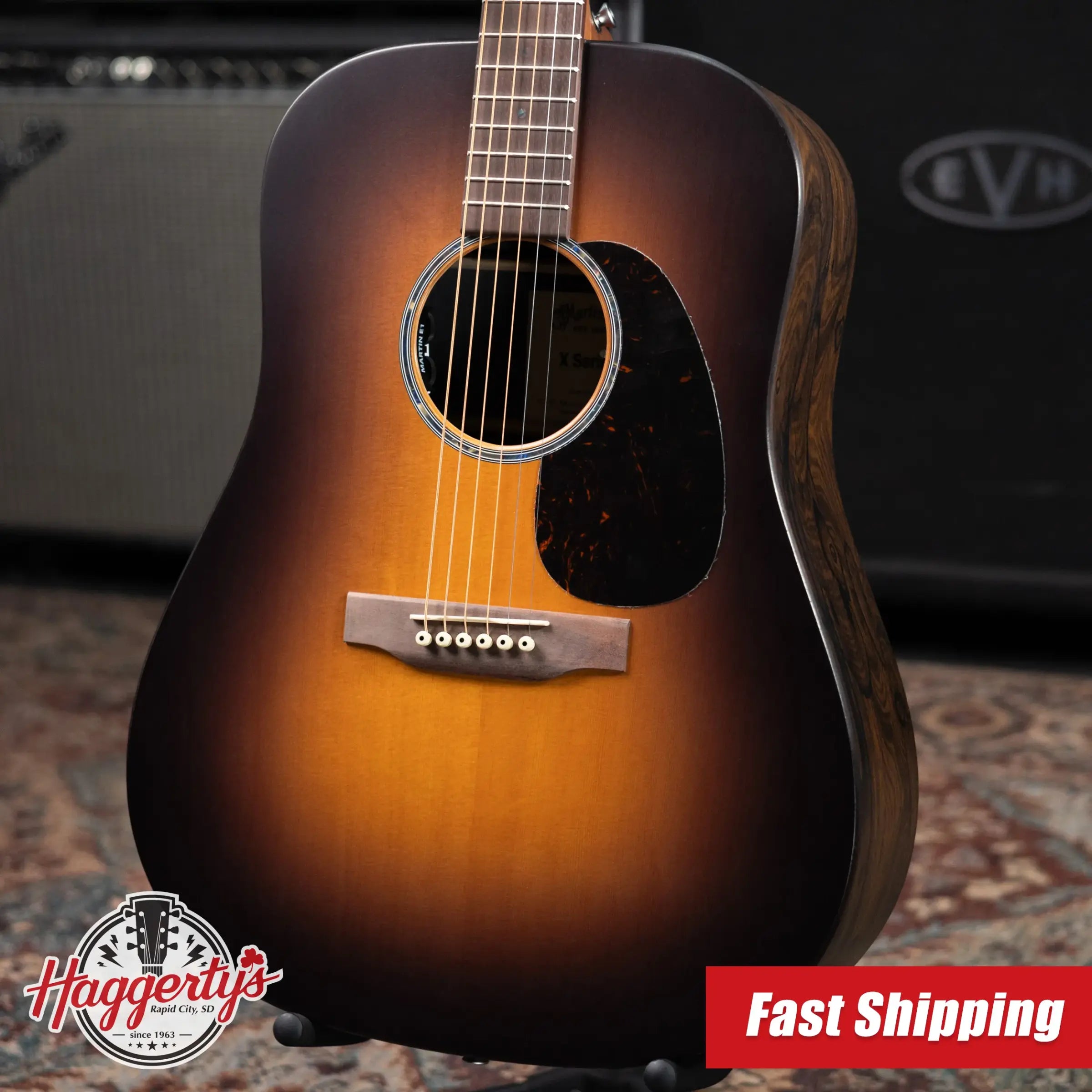 Martin D-X2E Dreadnought Acoustic/Electric Guitar - Ziricote Burst with Gig Bag