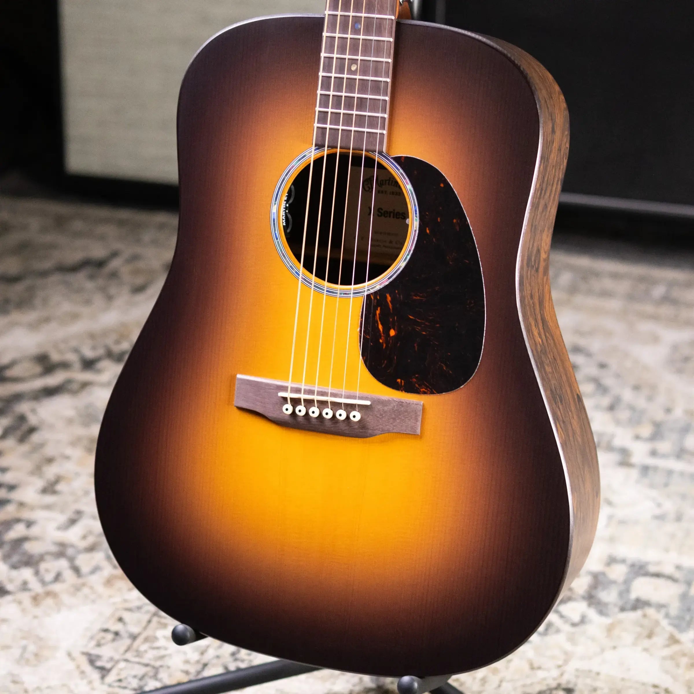 Martin D-X2E Dreadnought Acoustic/Electric Guitar - Ziricote Burst with Gig Bag