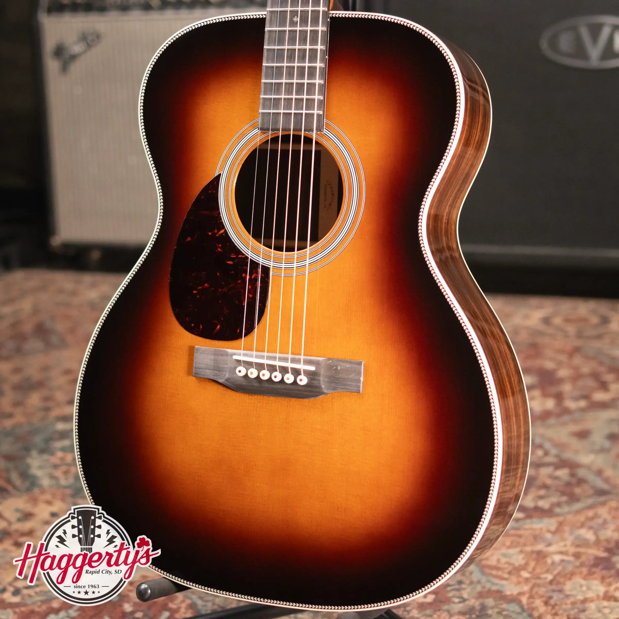 Martin OM-28 1935 Sunburst Left-Handed Acoustic Guitar with Hardshell Case