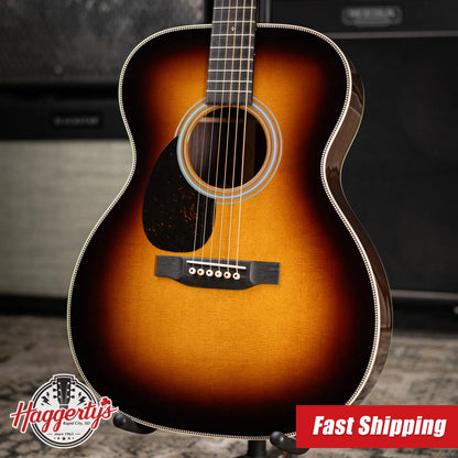 Martin OM-28 Standard Series Left-Hand Acoustic Guitar - 1935 Sunburst with Hardshell Case