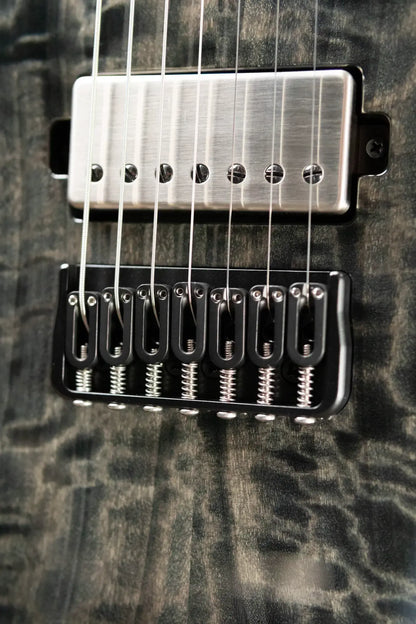 Mayones Duvell Elite 7 Electric Guitar - Trans Graphite 3A Curly Poplar