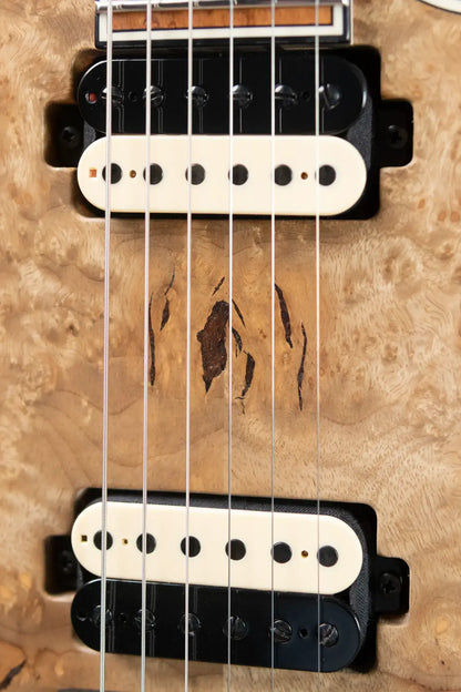 Mayones NAMM 2025 Regius 4Ever 6 – Master Grade Myrtlewood Burl with Mayones HISCOX Case