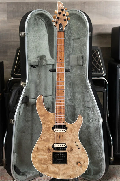 Mayones NAMM 2025 Regius 4Ever 6 – Master Grade Myrtlewood Burl with Mayones HISCOX Case