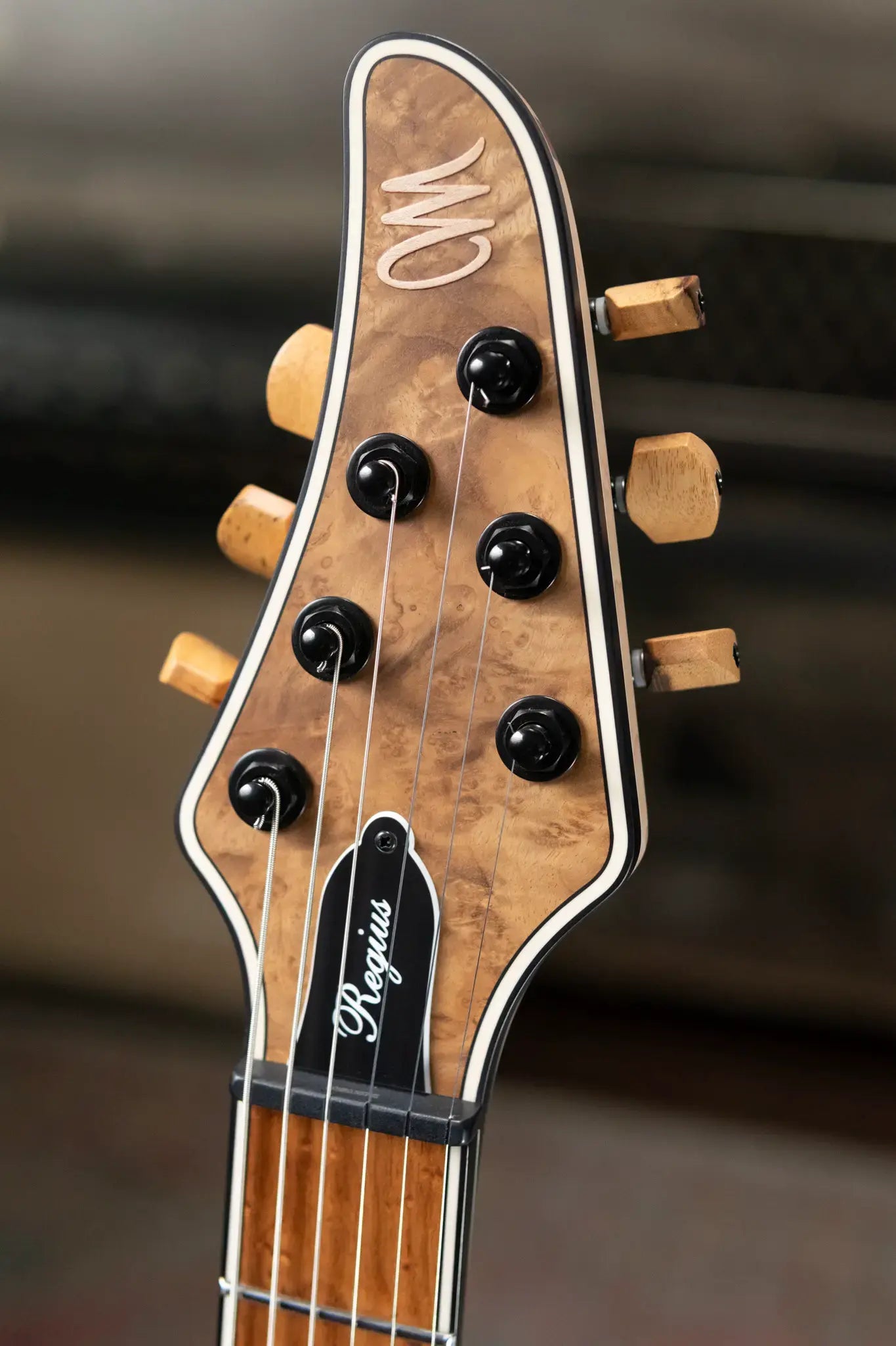 Mayones NAMM 2025 Regius 4Ever 6 – Master Grade Myrtlewood Burl with Mayones HISCOX Case