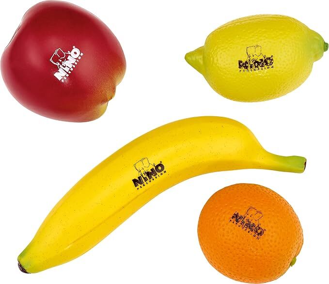 NINO® Percussion "Fruit" Shaker Set, 4 pcs. (Apple, Banana, Lemon, Orange)
