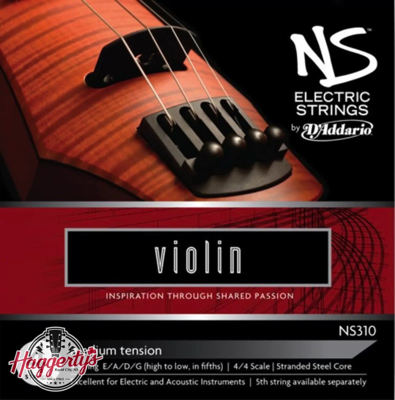 D'Addario NS Electric Violin String Set, 4/4 Scale, Medium Tension