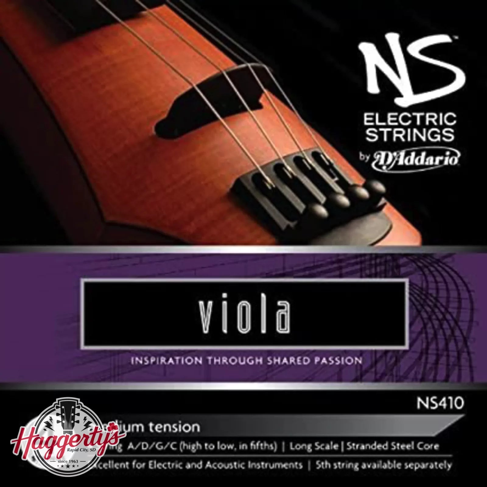 D'Addario NS Electric Viola String Set, Long Scale, Medium Tension