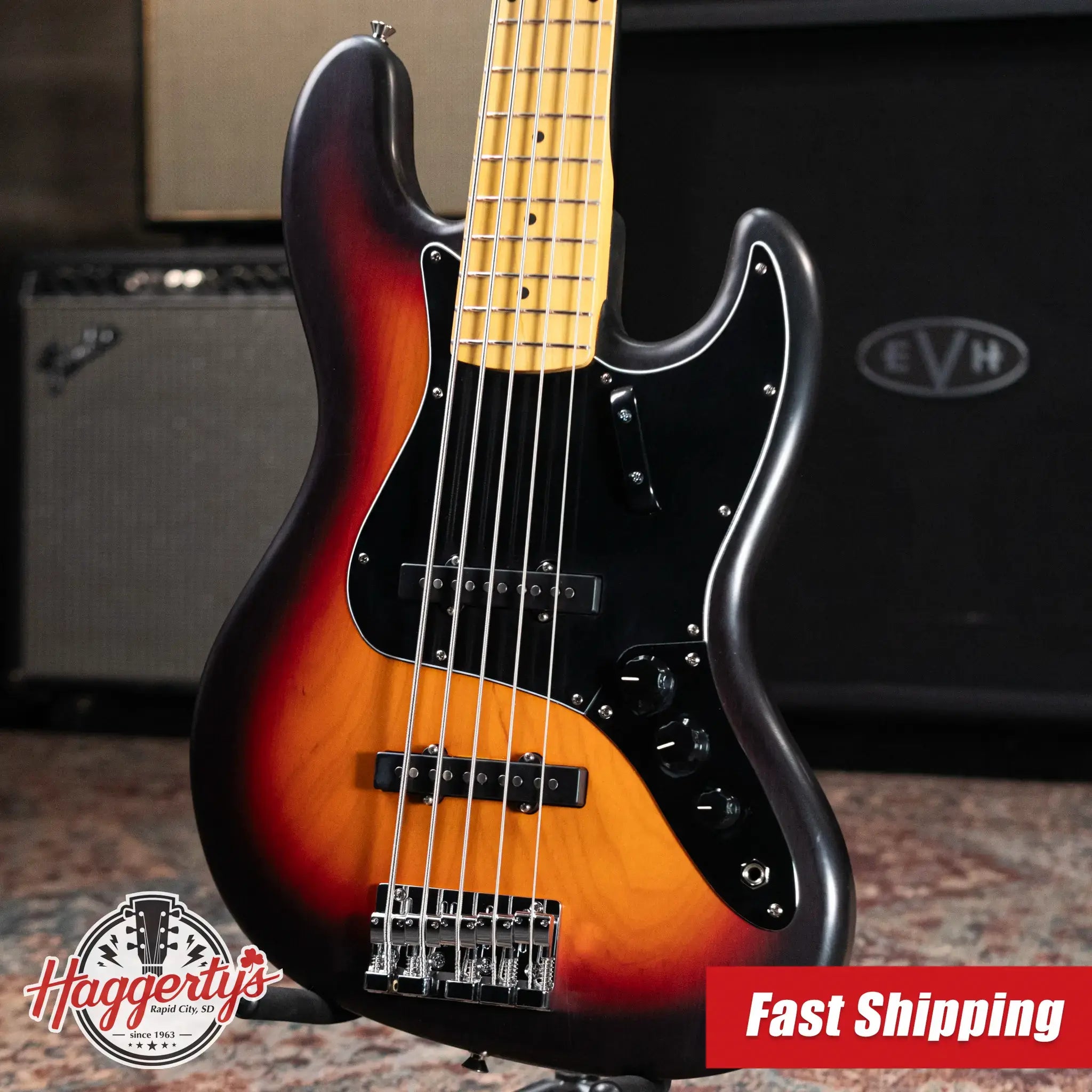Nash JB-5 5-String Jazz Bass - 3-Tone Burst with Hardshell Case