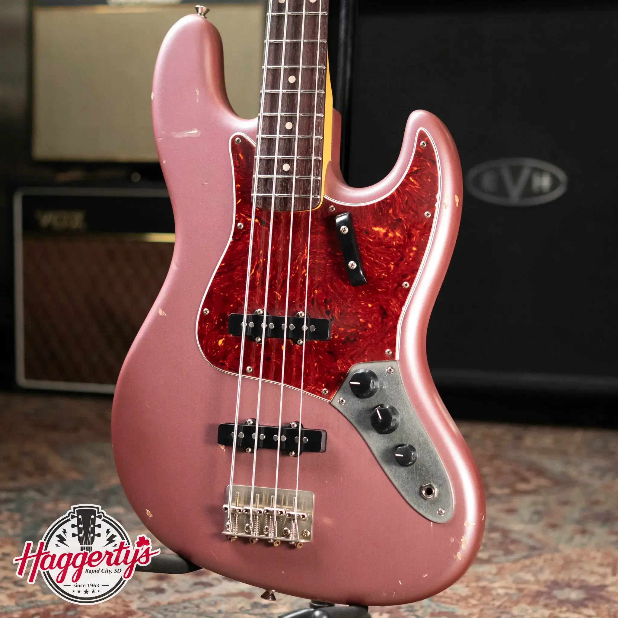 Nash JB-63 Jazz Bass - Burgundy Mist with Hardshell Case