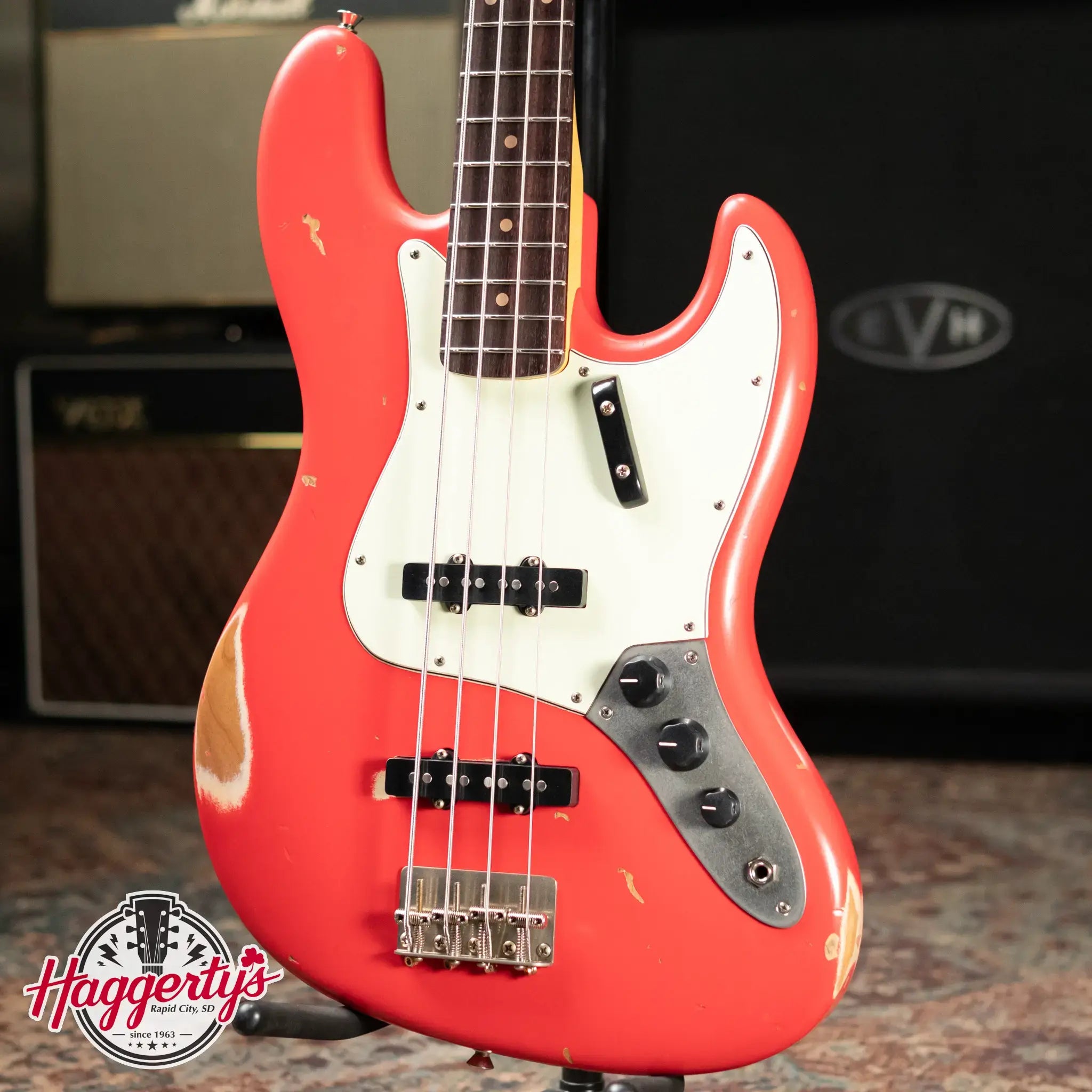 Nash JB-63 Jazz Bass - Fiesta Red with Hardshell Case