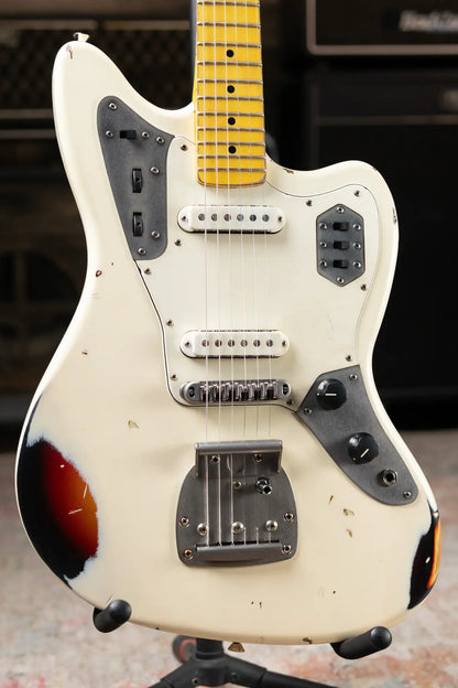 Nash JG-63 Electric Guitar - Olympic White over 3-Tone Burst with Hardshell Case