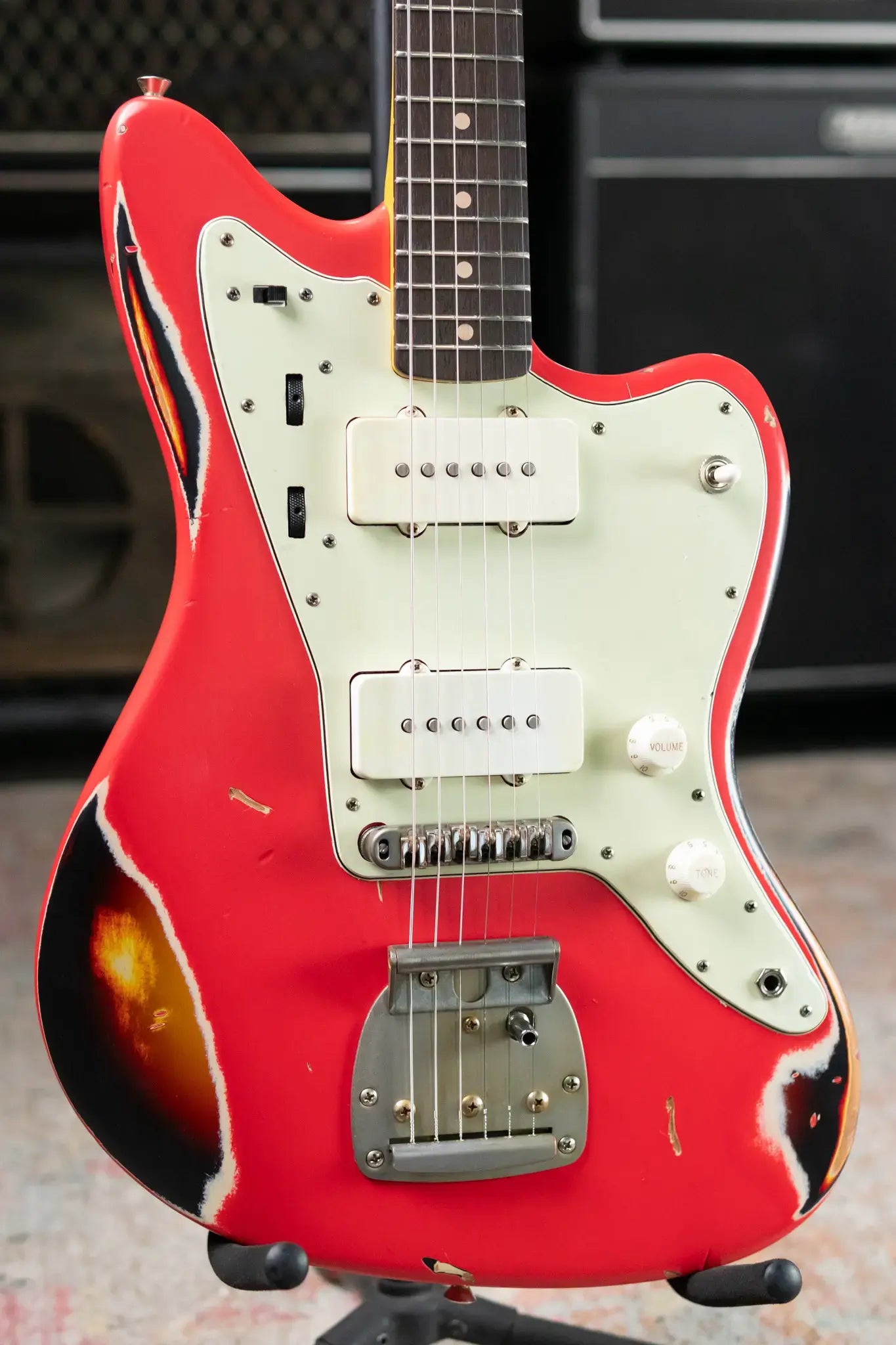 Nash JM-63 Electric Guitar - Fiesta Red over 3-Tone Burst with Hardshell Case