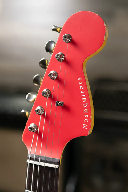 Nash JM-63 Electric Guitar - Fiesta Red over 3-Tone Burst with Hardshell Case