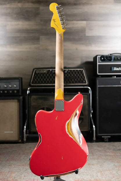 Nash JM-63 Electric Guitar - Fiesta Red over 3-Tone Burst with Hardshell Case