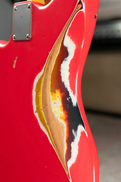 Nash JM-63 Electric Guitar - Fiesta Red over 3-Tone Burst with Hardshell Case