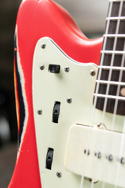 Nash JM-63 Electric Guitar - Fiesta Red over 3-Tone Burst with Hardshell Case