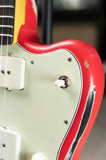 Nash JM-63 Electric Guitar - Fiesta Red over 3-Tone Burst with Hardshell Case