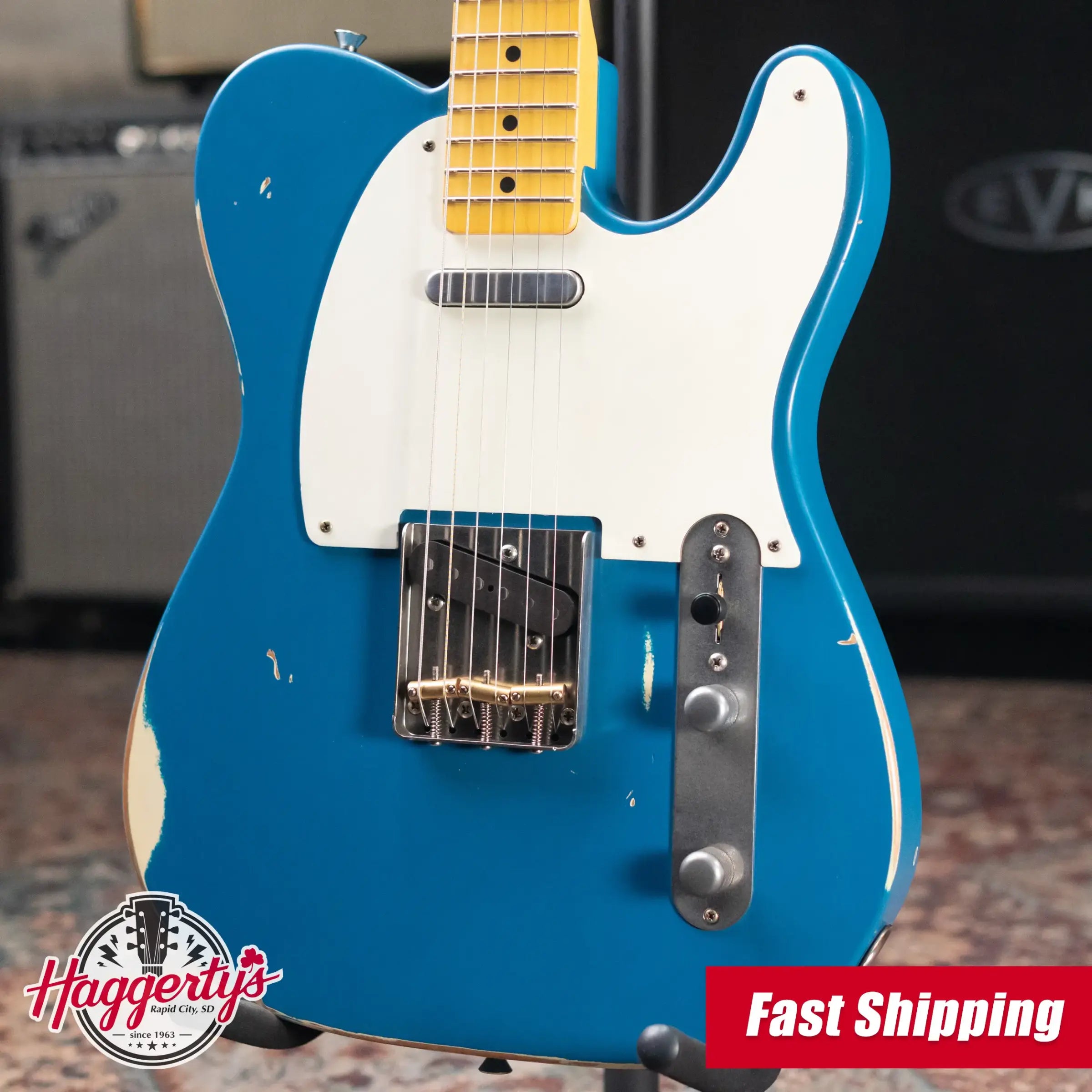 Nash T-57 Medium Aged Electric Guitar New England Blue with Hardshell Case