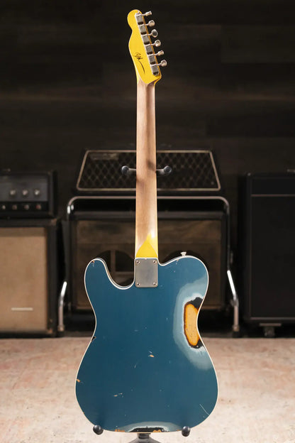 Nash T-63 Double Bound with Bigsby Electric Guitar - Ocean Turquoise Metallic over 2-Tone Burst with Hardshell Case