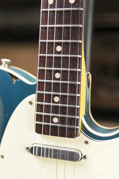 Nash T-63 Double Bound with Bigsby Electric Guitar - Ocean Turquoise Metallic over 2-Tone Burst with Hardshell Case