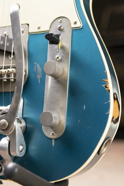 Nash T-63 Double Bound with Bigsby Electric Guitar - Ocean Turquoise Metallic over 2-Tone Burst with Hardshell Case