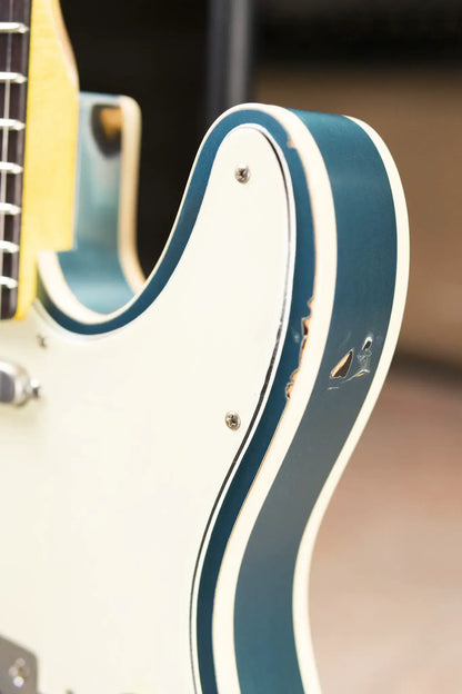 Nash T-63 Double Bound with Bigsby Electric Guitar - Ocean Turquoise Metallic over 2-Tone Burst with Hardshell Case