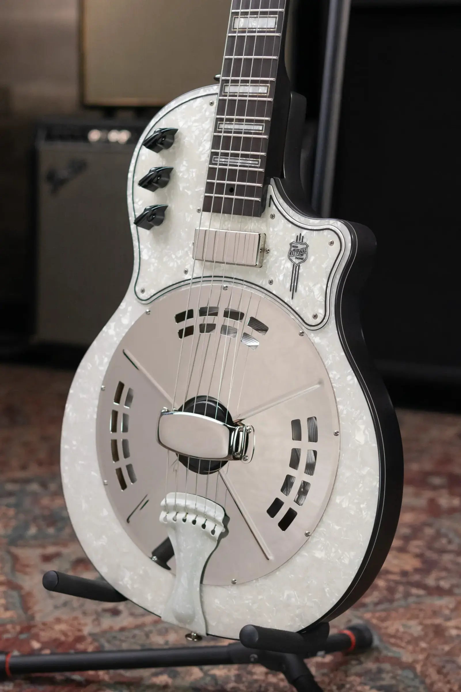 National Custom ResoLectric Guitar - Revolver with Pearloid Top and Hardshell Case