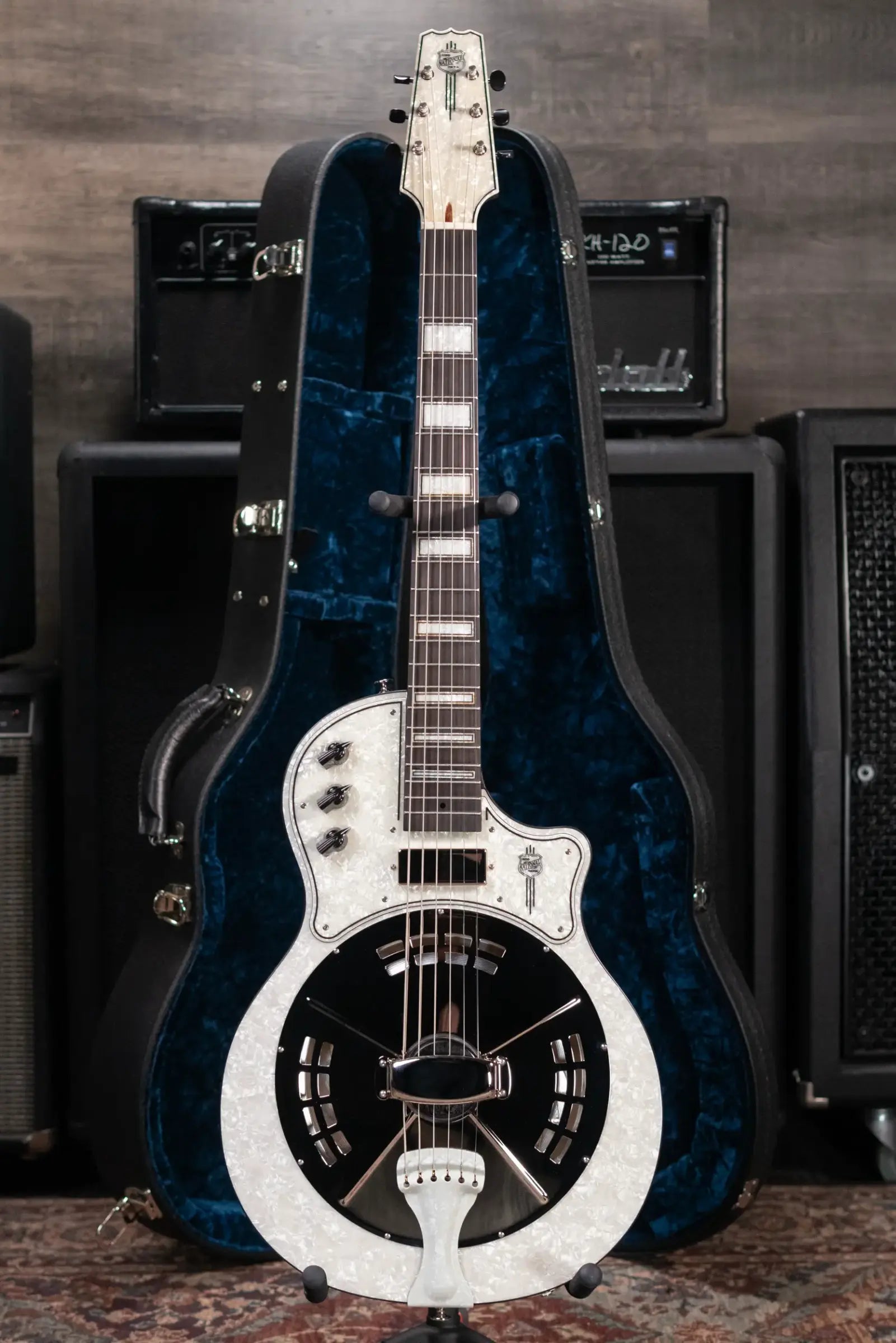 National Custom ResoLectric Guitar - Revolver with Pearloid Top and Hardshell Case