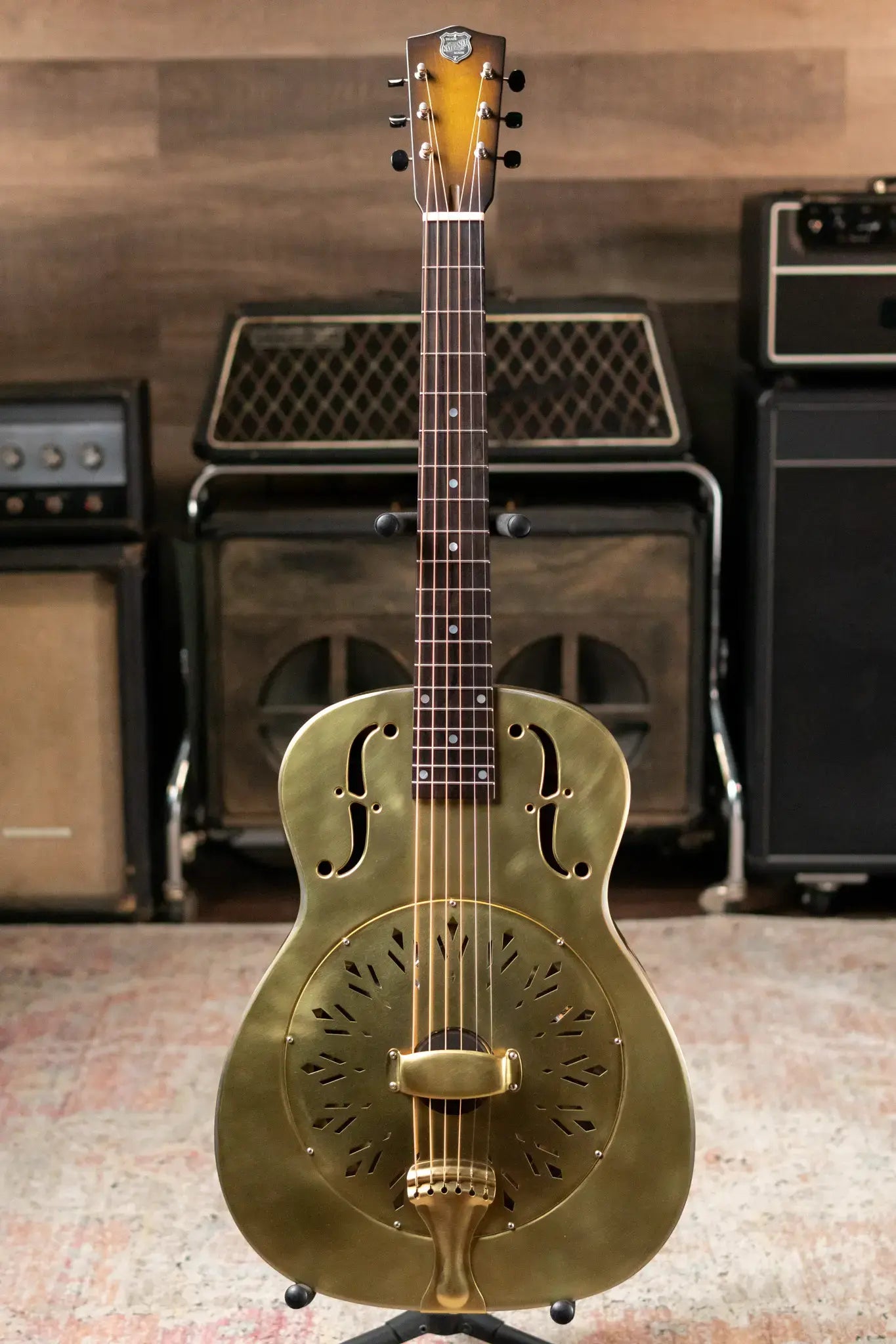 National Raw Brass 14-Fret Resonator with Hardshell Case