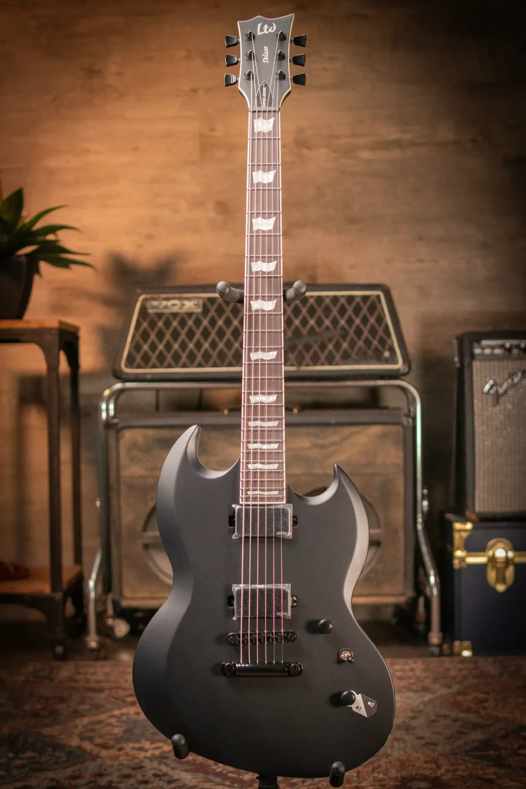 ESP LTD Viper - 1000 Electric Baritone Guitar - Black Satin