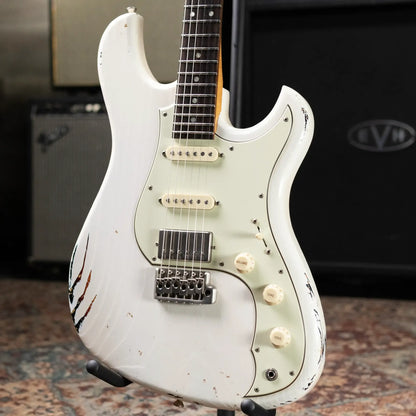 Novo Custom Idris HSS Electric Guitar - Olympic White over '64 3-Tone Burst with Gig Bag