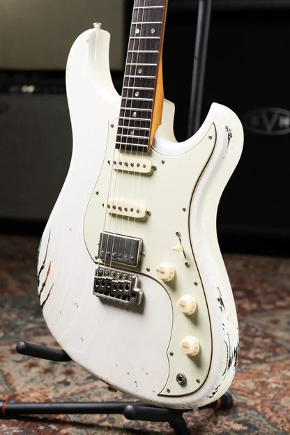 Novo Custom Idris HSS Electric Guitar - Olympic White over '64 3-Tone Burst with Gig Bag