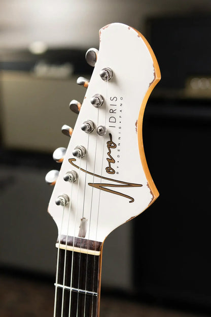 Novo Custom Idris HSS Electric Guitar - Olympic White over '64 3-Tone Burst with Gig Bag