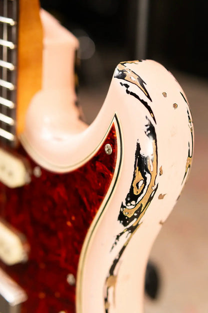 Novo Custom Idris HSS Electric Guitar - Shell Pink over '64 3-Tone Burst with Softshell Gig Bag