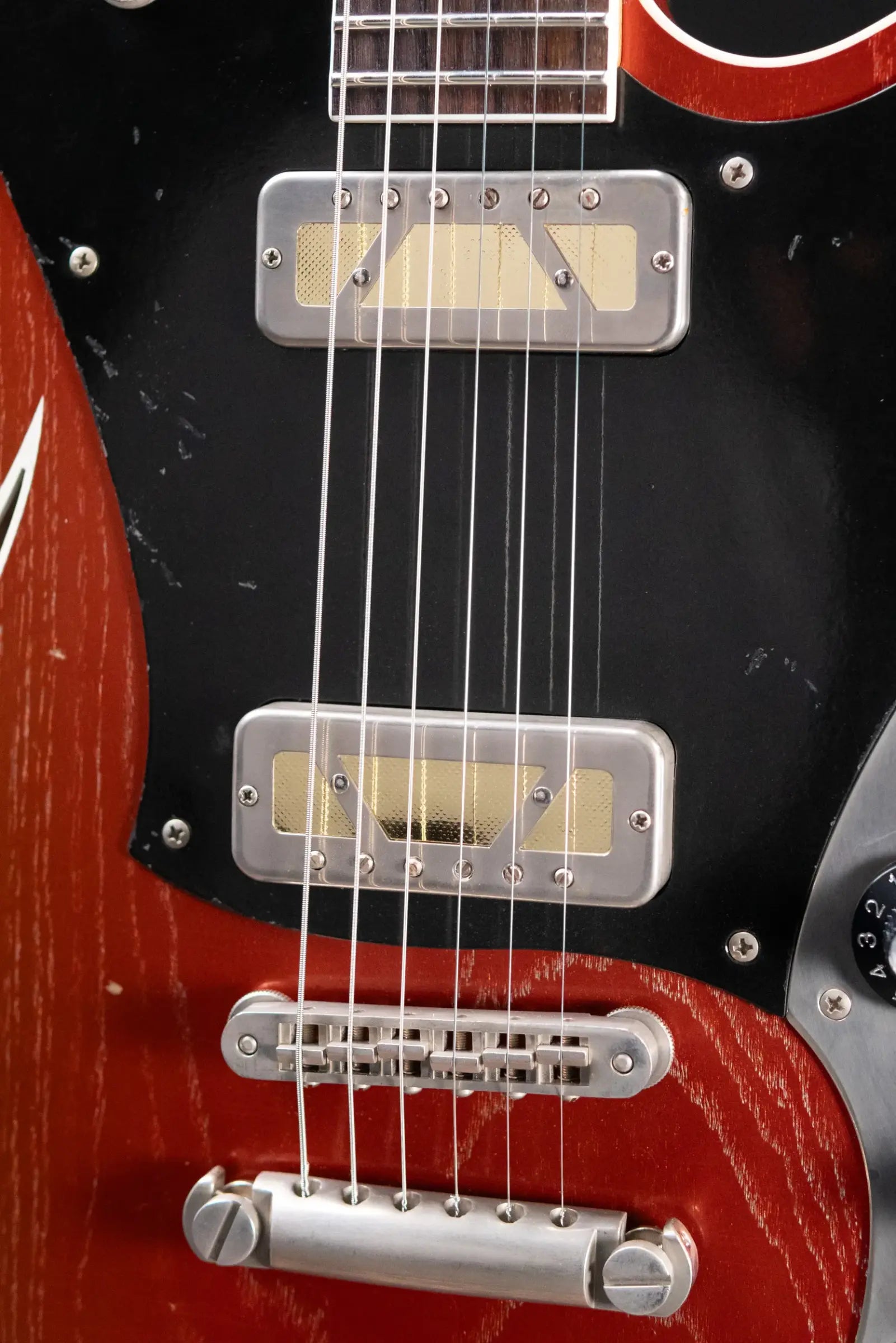 Novo Custom Miris P2 Semi-Hollow Electric Guitar - Faded Sparkling Burgundy with Gig Bag