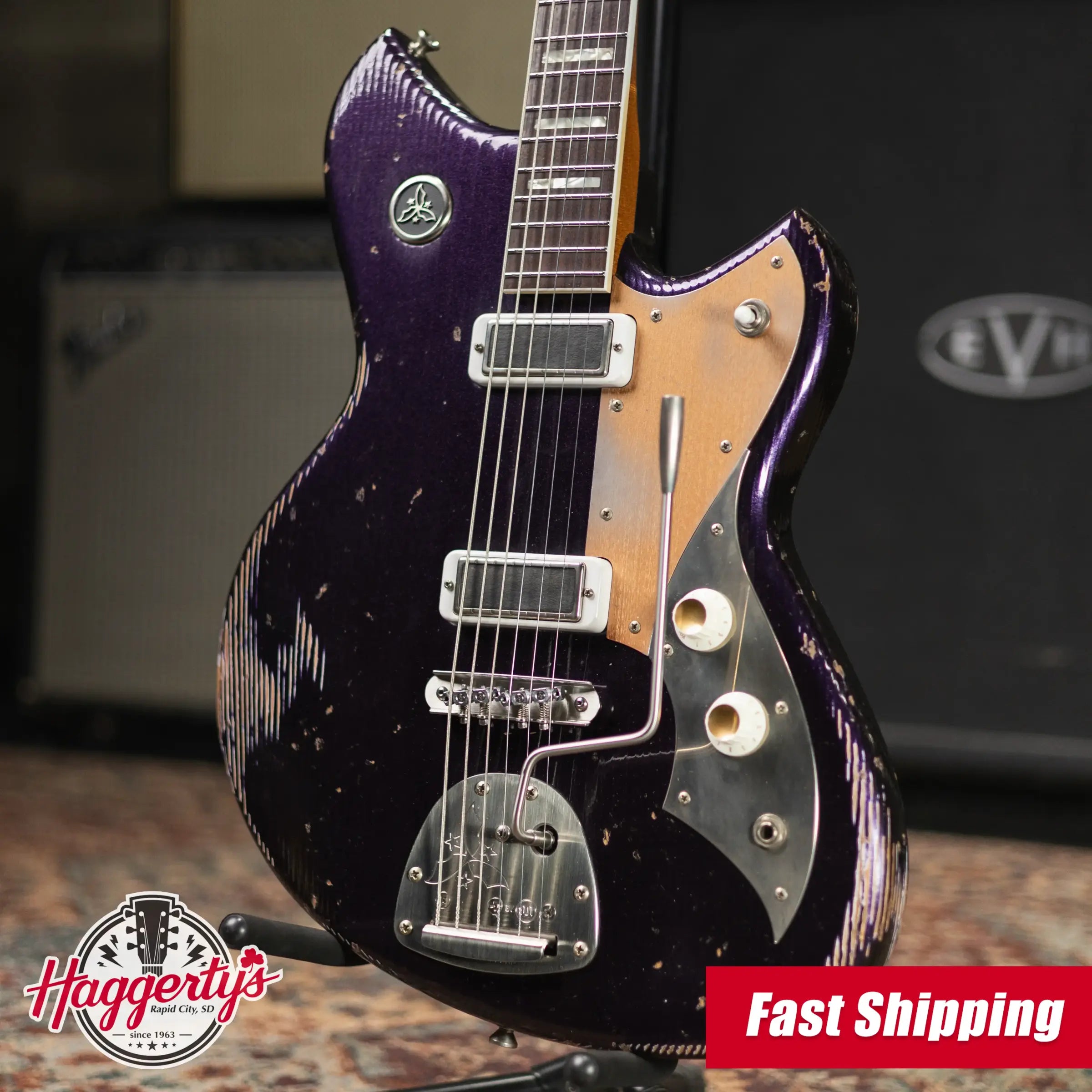 Novo Custom Serus J Baritone Electric Guitar - Purple Stranger with Gig Bag