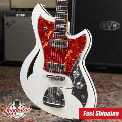 Novo Custom Shop Miris J Semi-Hollow Electric Guitar - Olympic White with Padded Soft Case