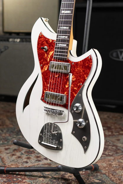 Novo Custom Shop Miris J Semi-Hollow Electric Guitar - Olympic White with Padded Soft Case